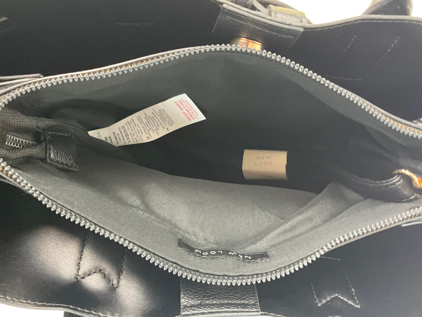 New Look Black Leather-look Buckle Tote Bag One Size