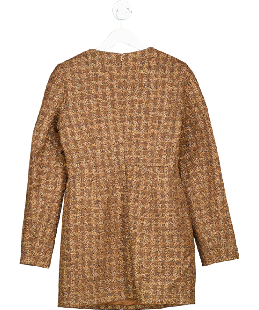 ancosti Brown Tweed Check Long Sleeve Dress UK L