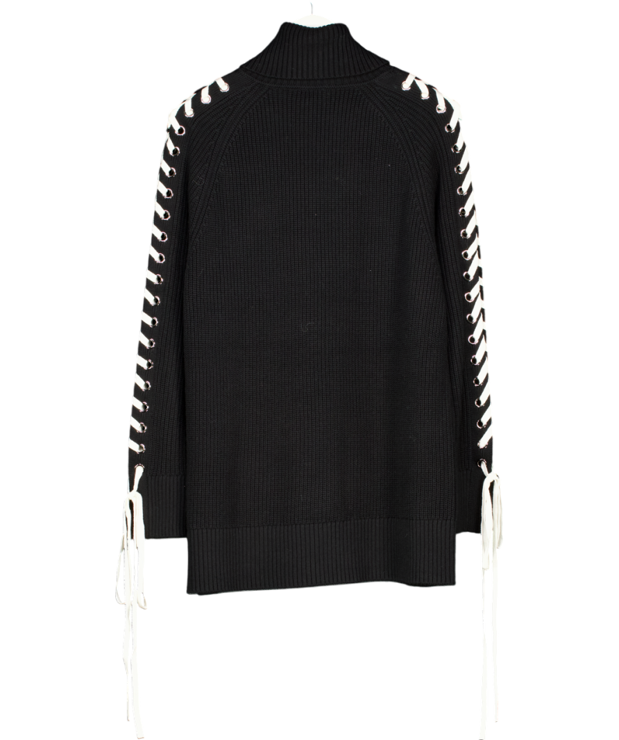 L'agence Black Nola Lace Up Turtleneck Sweater UK M