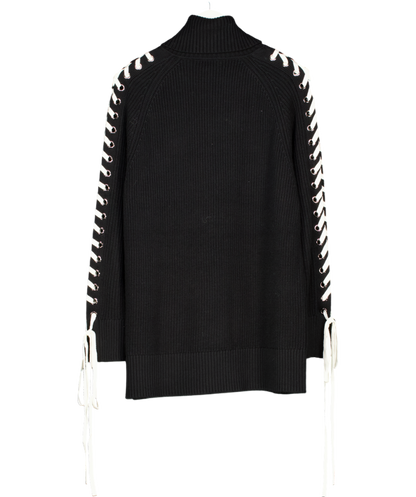 L'agence Black Nola Lace Up Turtleneck Sweater UK M