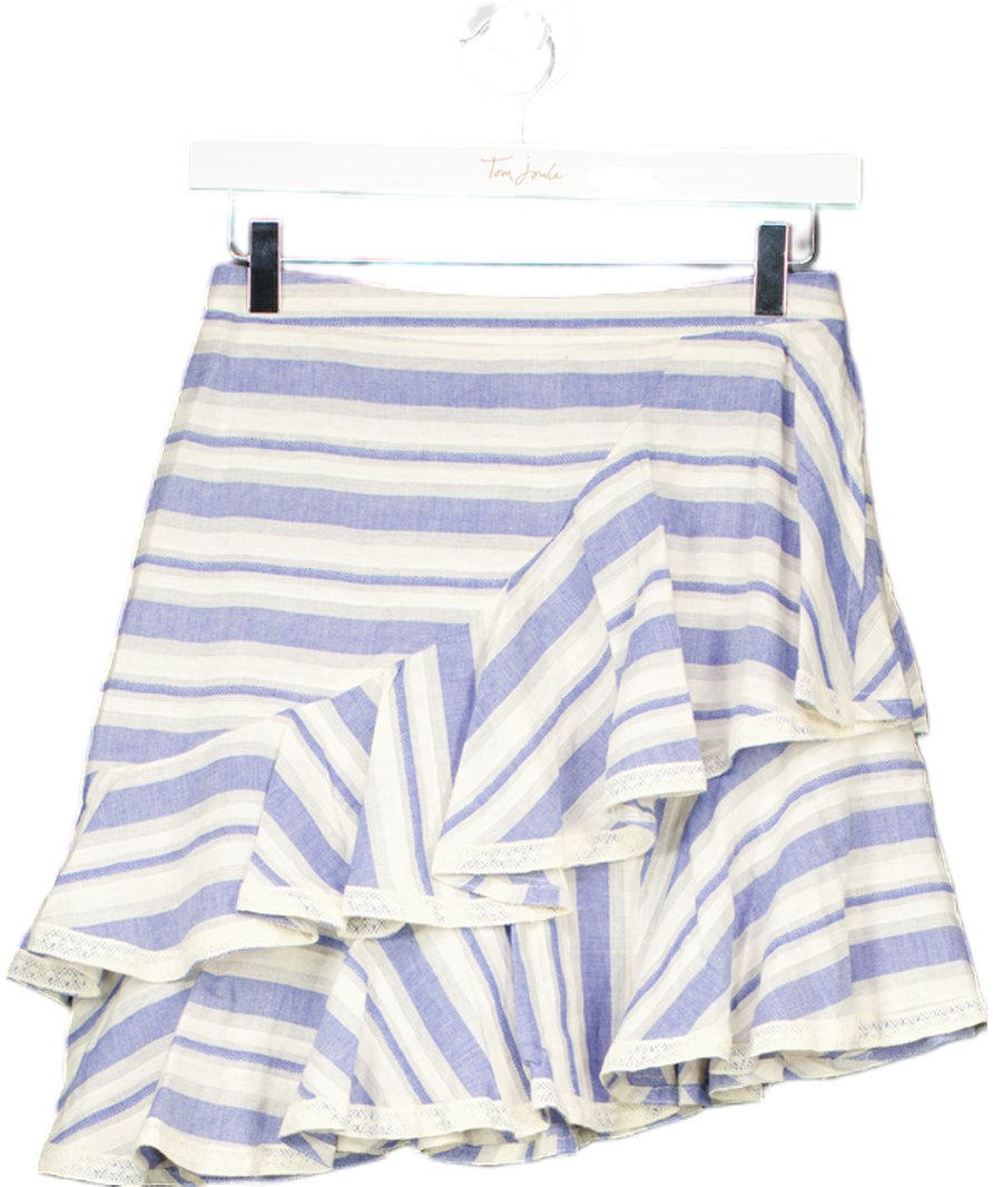 Tularosa Blue Striped Ruffle Skirt UK S