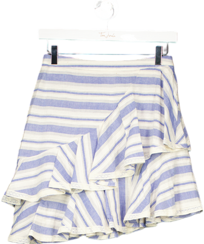 Tularosa Blue Striped Ruffle Skirt UK S