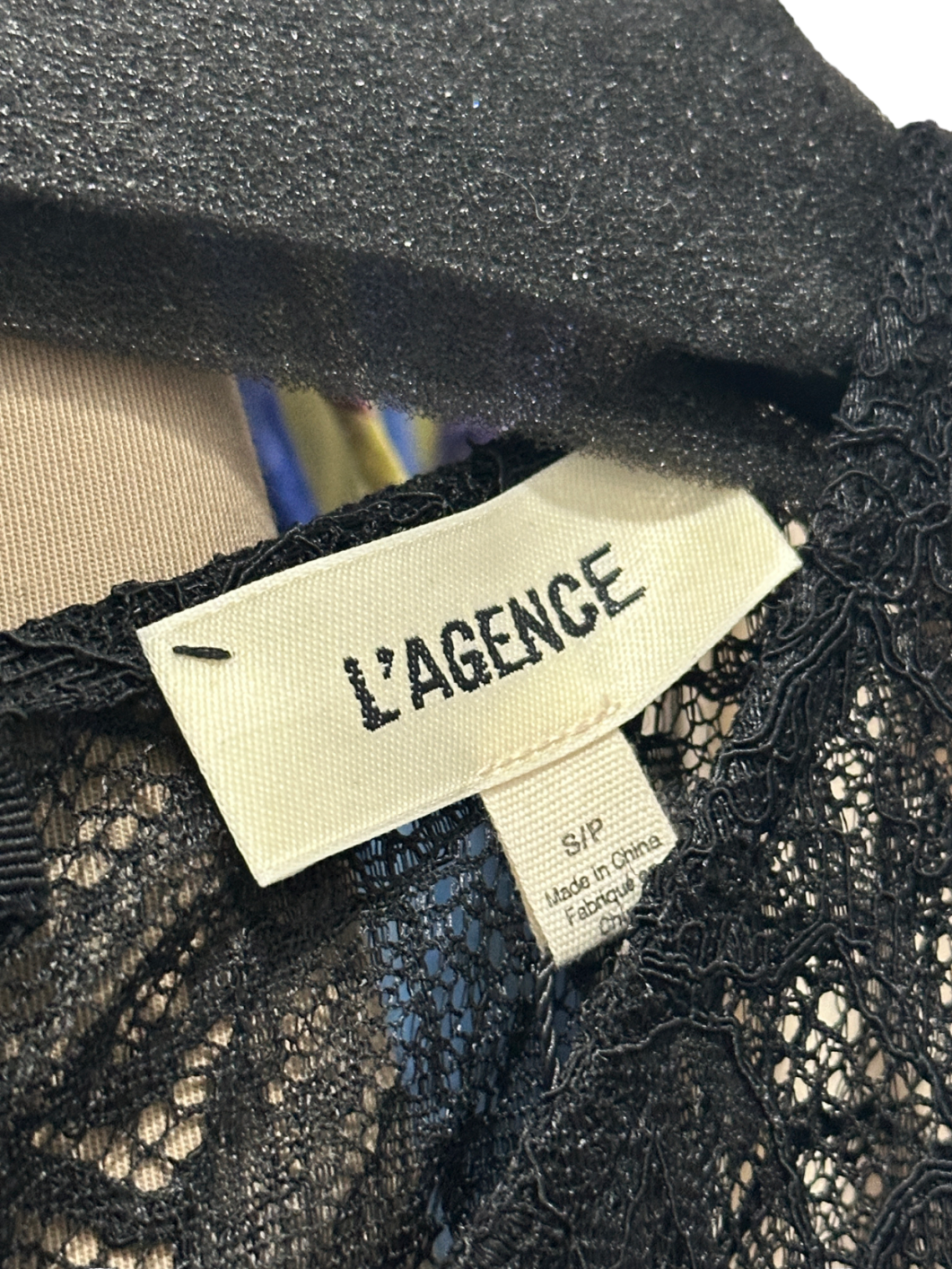 L'AGENCE Black Lace Long Sleeve Dress S