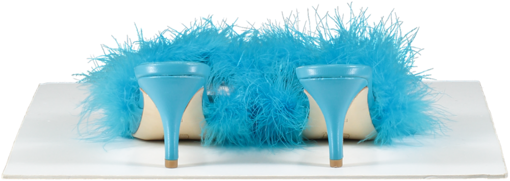 Raye Blue Feather Detail Mid Heels UK 7 EU 40 👠