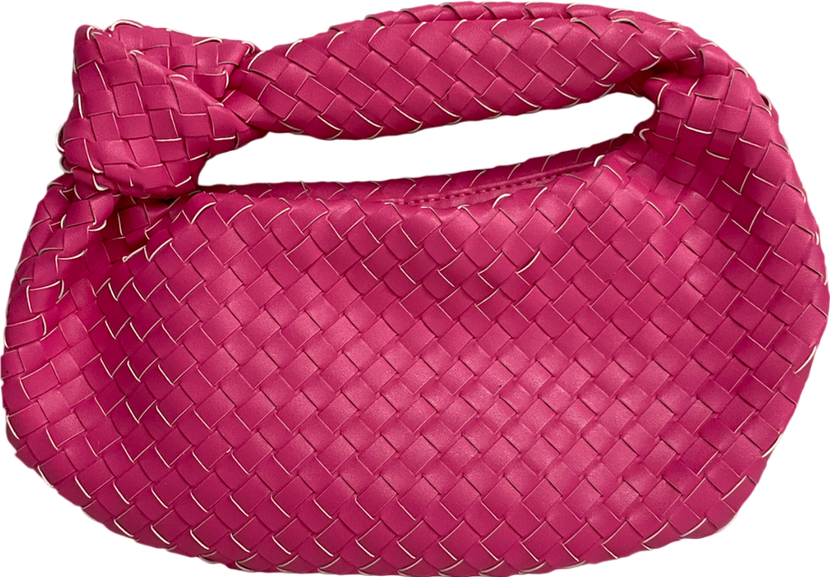 Public Desire The Blame Pink Woven Pu Weave Knot Handbag One Size