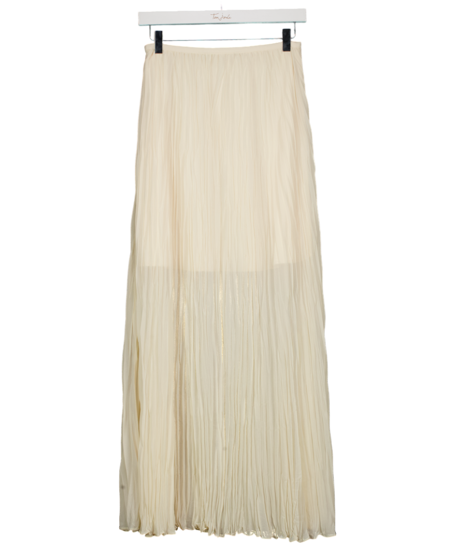 French Connection Cream Saylor Pleated Overlay Maxi Skirt UK 6