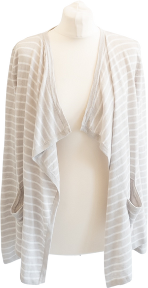 THE WHITE COMPANY Light Grey Linen Knit Waterfall Cardigan UK 14