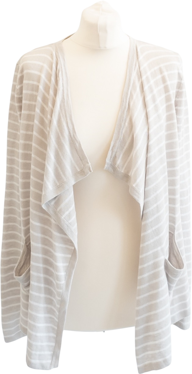 THE WHITE COMPANY Light Grey Linen Knit Waterfall Cardigan UK 14