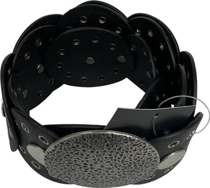 Black Women's Round Disc Buckle Belt One Size