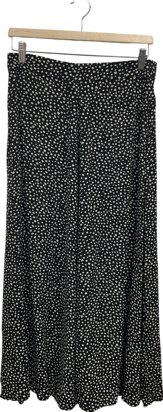 MANGO Black Ditsy Print Maxi Skirt UK M