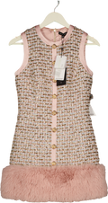 NADINE MERABI Pink Pinkcl Sparkle Tweed Gabi Dress UK 6