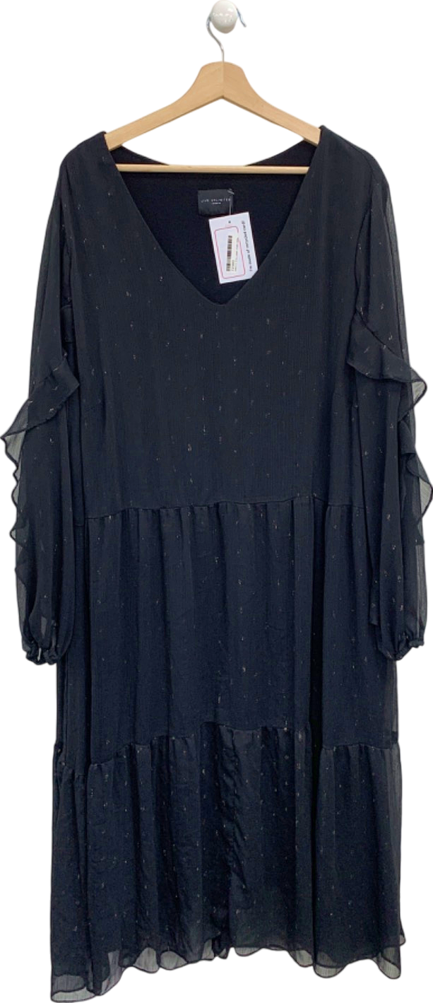 Live Unlimited Black Ruched Sleeve Dress UK XXXL
