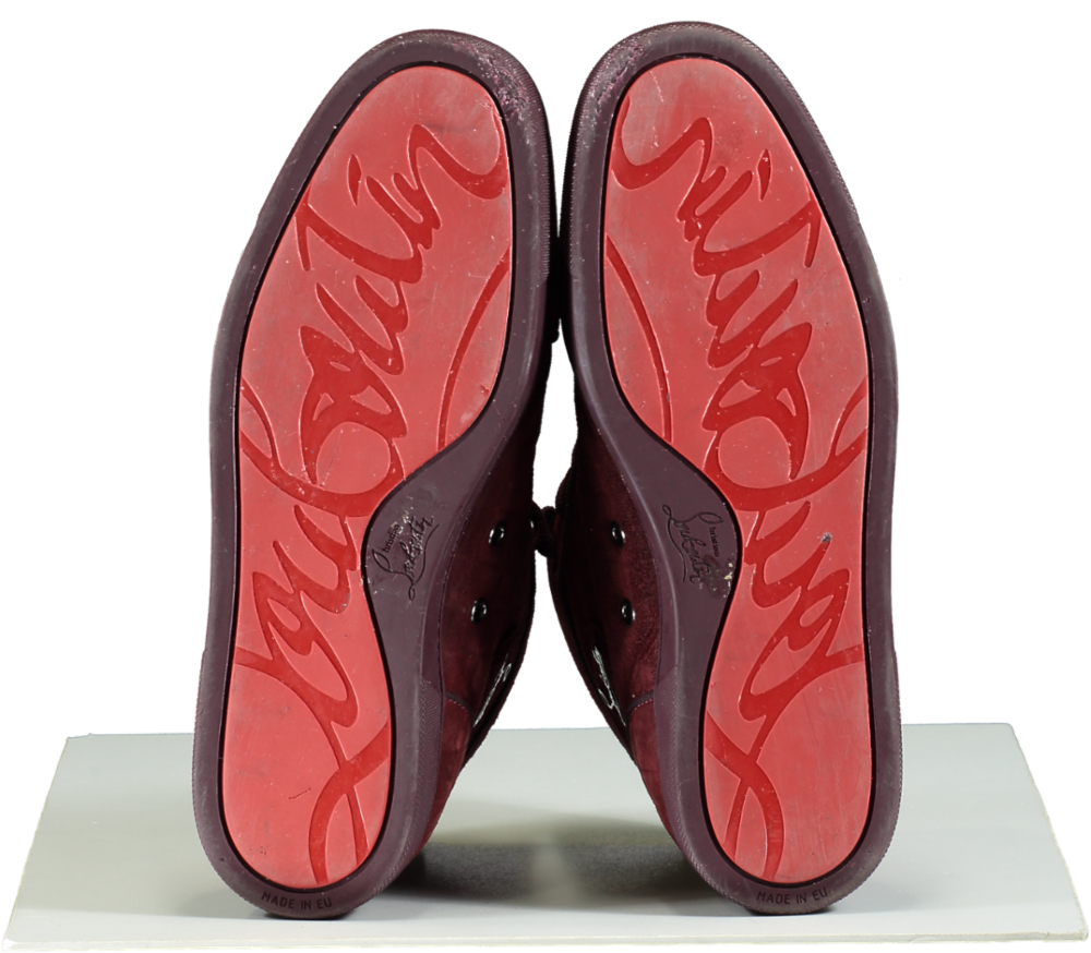 Christian Louboutin Burgundy Suede Louis High-Top Trainers UK 9