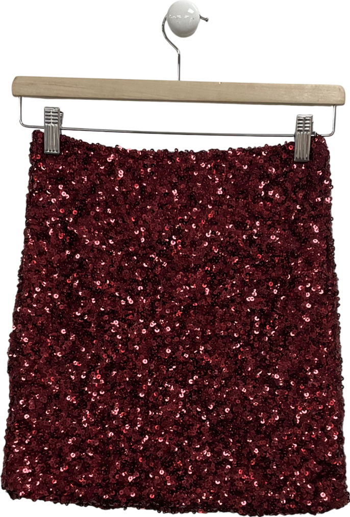 Lucce Red Sequin Mini Skirt UK S