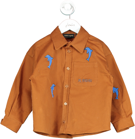 Mini Rodini Brown Dolphin Shirt UK 4-5 yrs