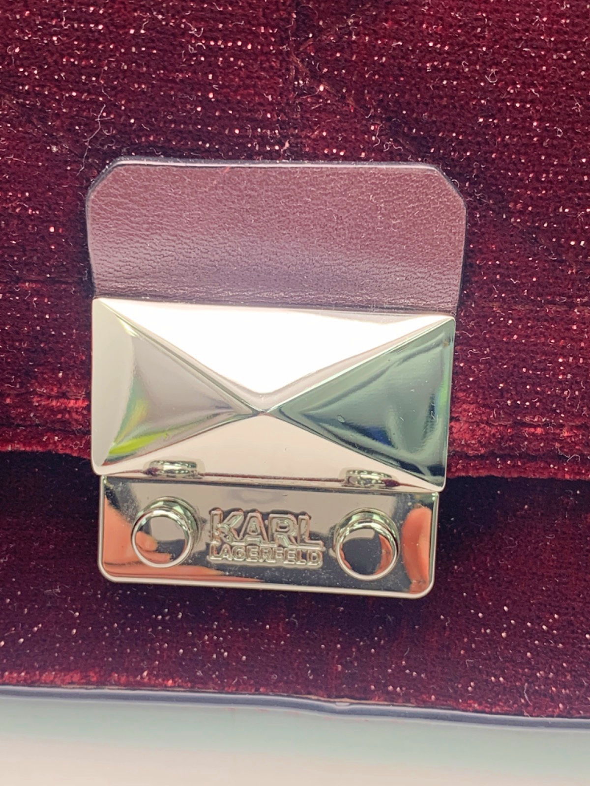 Karl Lagerfeld burgundy glitter Velvet Belt Bag