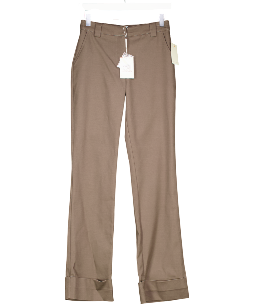 PRETTY LAVISH Brown Eddie Turn Up Trouser UK 8