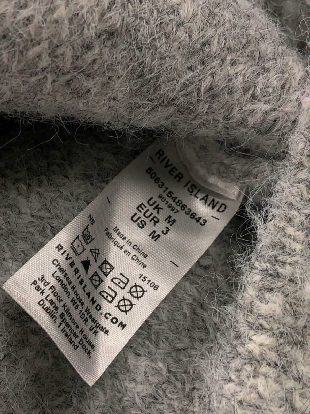 River Island Grey Knitted Jumper UK M