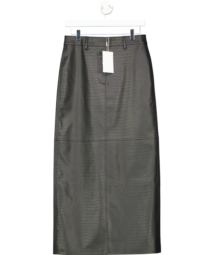 Elka Collective Black Akari Croc Midi Skirt UK 8