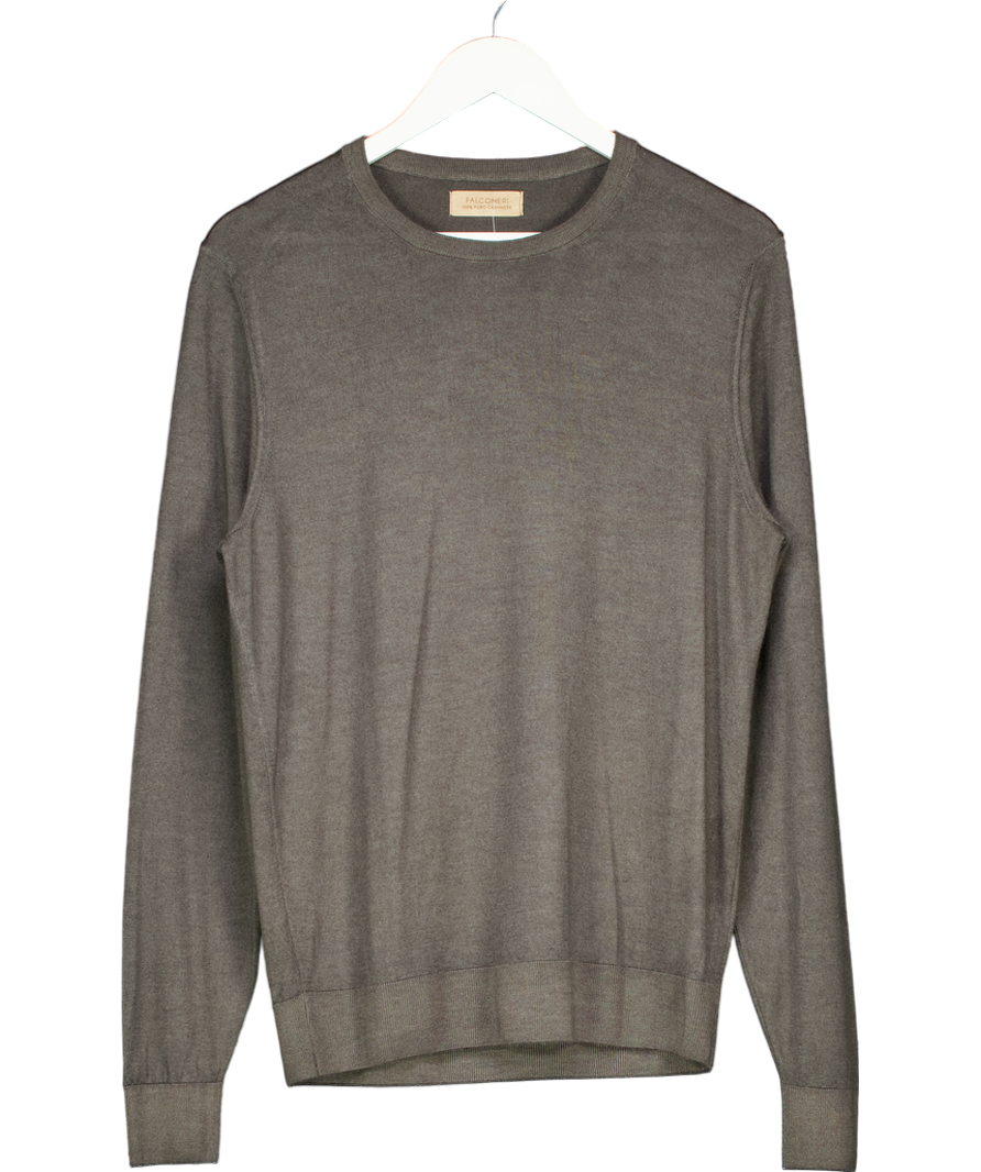 Falconeri Grey / Green Round-neck Ultrafine Cashmere Jumper UK S
