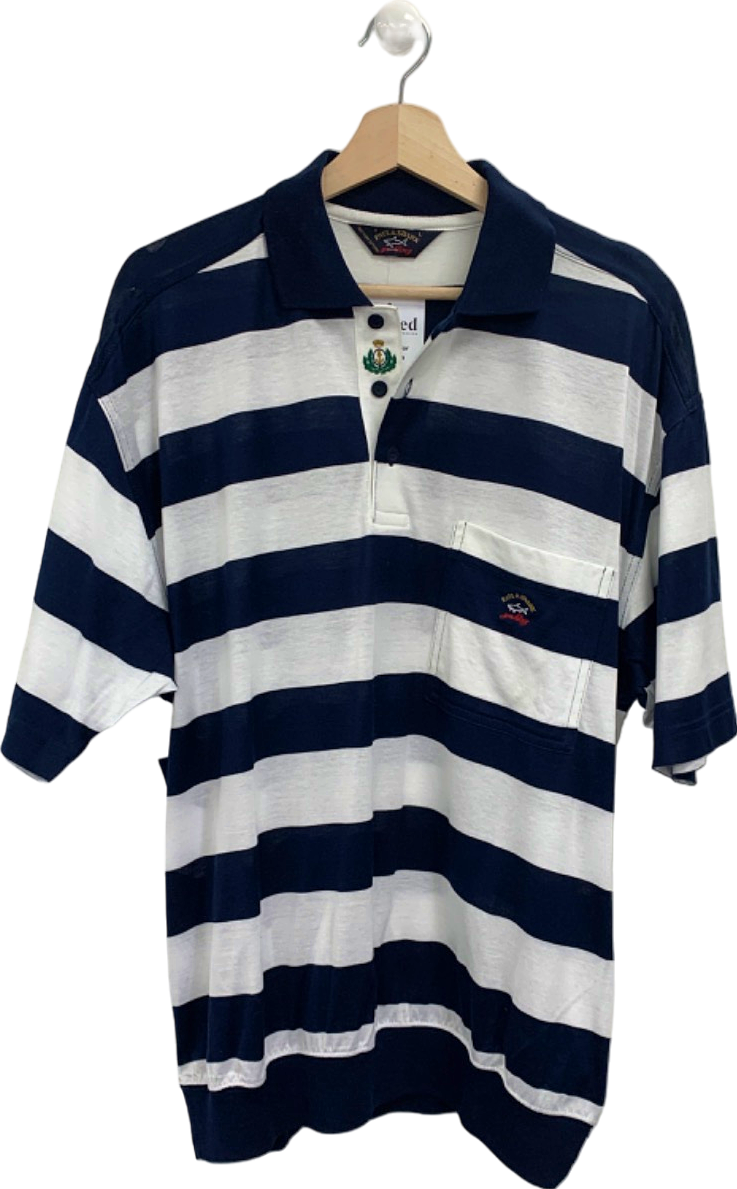 Paul & Shark Navy/White Striped Polo Shirt UK L