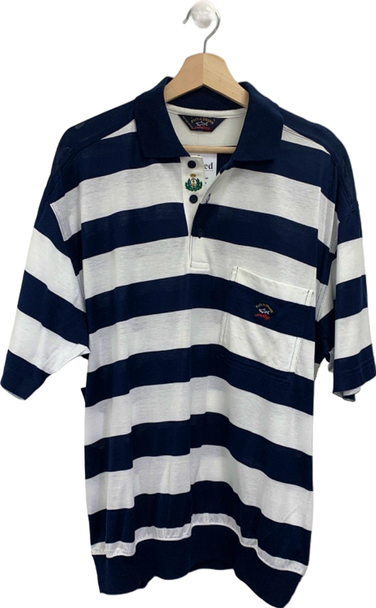 Paul & Shark Navy/White Striped Polo Shirt UK L