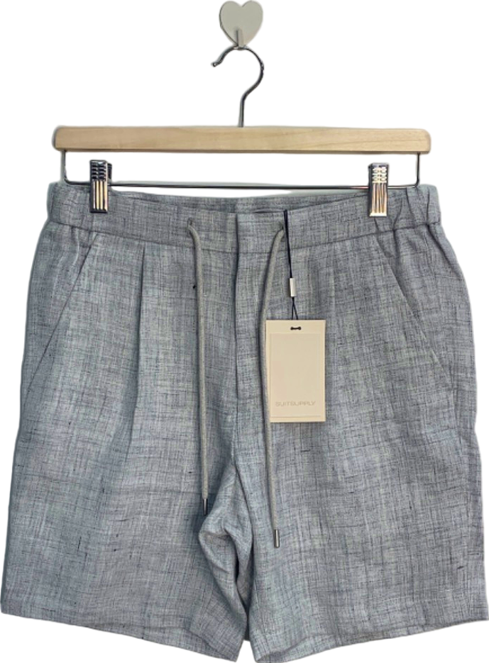 Suitsupply Light Grey Ames Pleat 100% Linen Shorts EU 44 UK W28