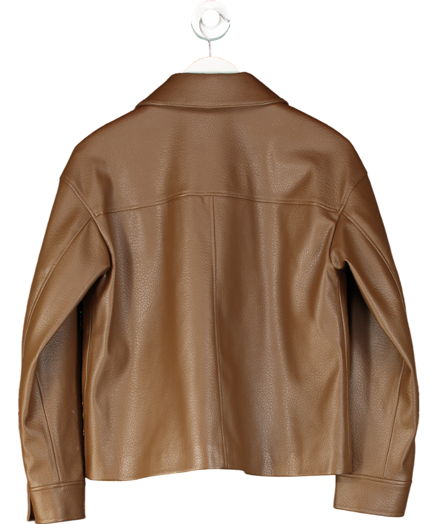 M&S Brown Faux Leather Cropped Jacket UK 8