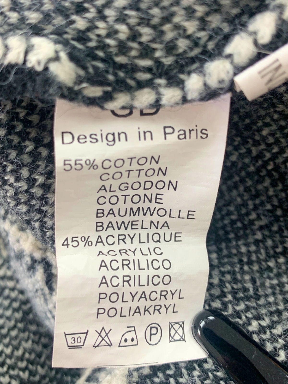 GD Black and White Rope Pattern Jumper UK S/M