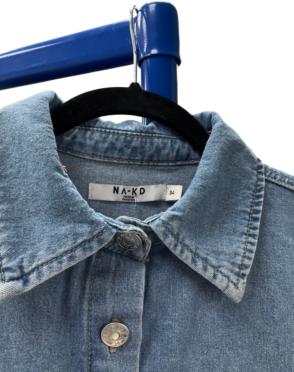 NA-KD Blue Denim Shirt UK 6