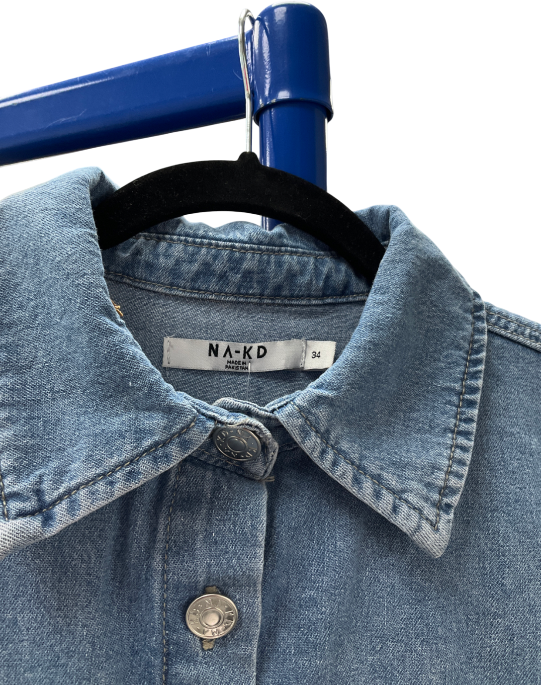 NA-KD Blue Denim Shirt UK 6