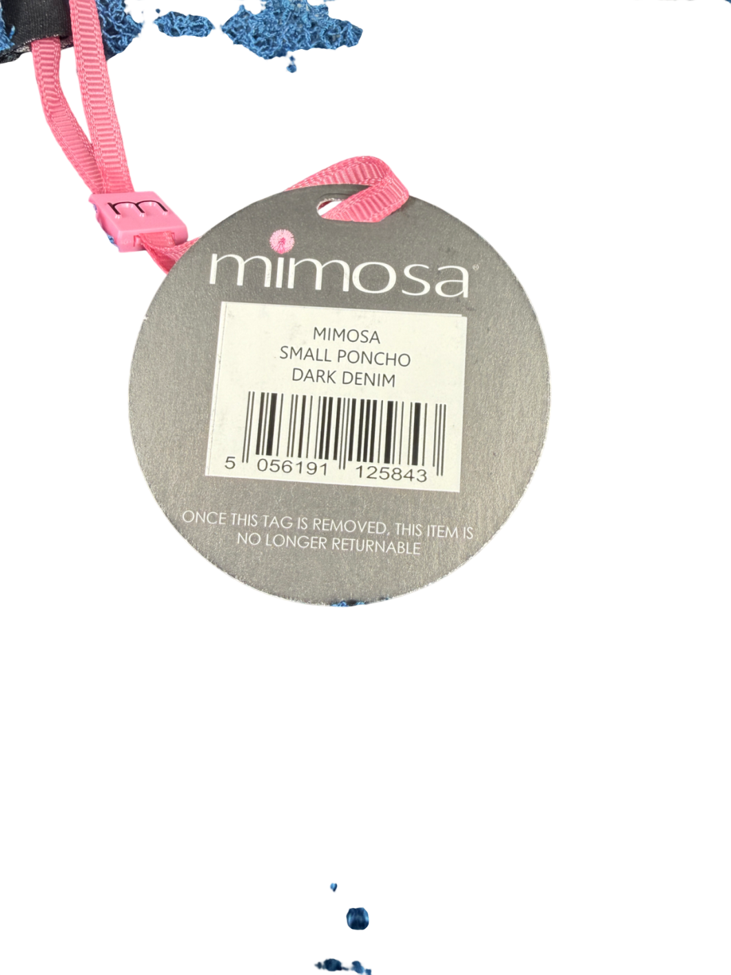 Mimosa Blue Crochet Lace Knit Small Poncho - Dark Denim UK S