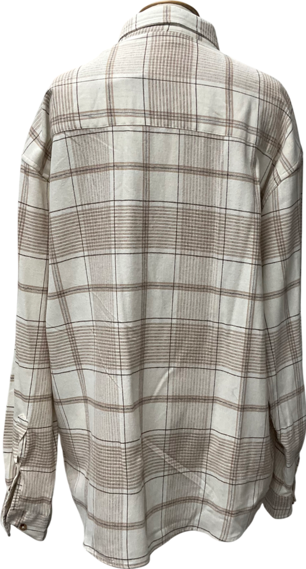 ASOS Cream Shirt In Neutral Check With Badge Detail UK L