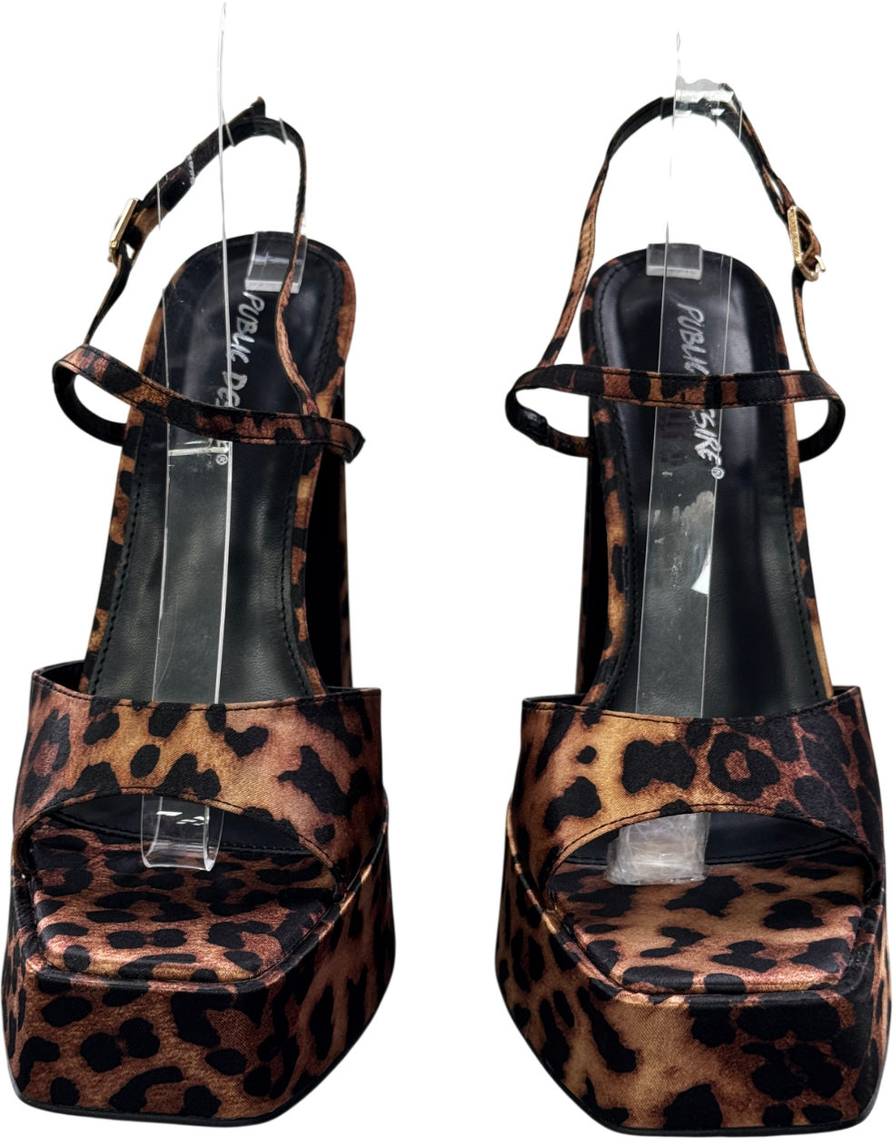 Public Desire Brown Retro Leopard Platform Strappy Heels UK 6 EU 39 👠