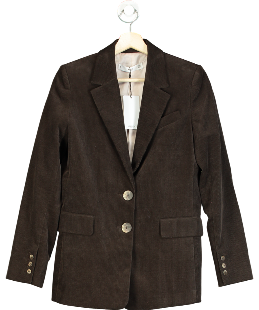 MANGO Brown Corduroy Structured Womens Blazer UK S