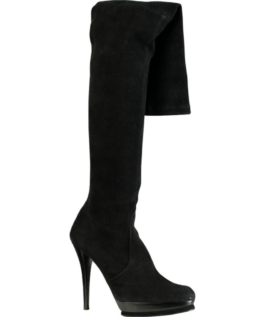 Stuart Weitzman Black Suede Over-the-knee Heeled Boots UK 8 EU 41 👠