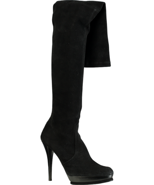 Stuart Weitzman Black Suede Over-the-knee Heeled Boots UK 8 EU 41 👠