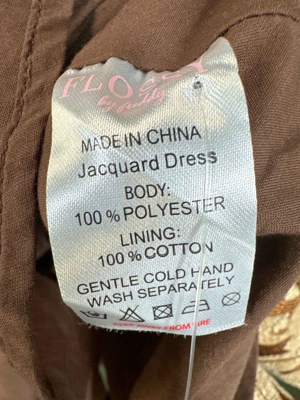 Flossy Brown Jacquard Dress UK XXS