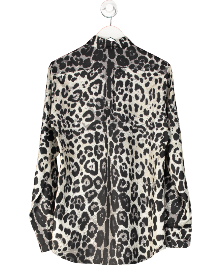 Dolce & Gabbana Black Leopard Print Martini-fit Silk Shirt UK M