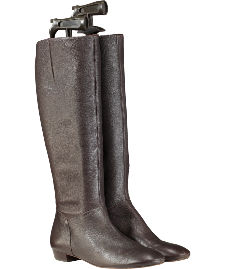 JAEGER Brown Leather Knee Boots  UK 4 EU 37 👠