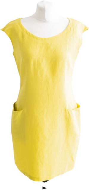 MAX & CO Yellow Linen / Viscose Blend Scoop Neck Mini Dress With Pockets Us10 UK 14