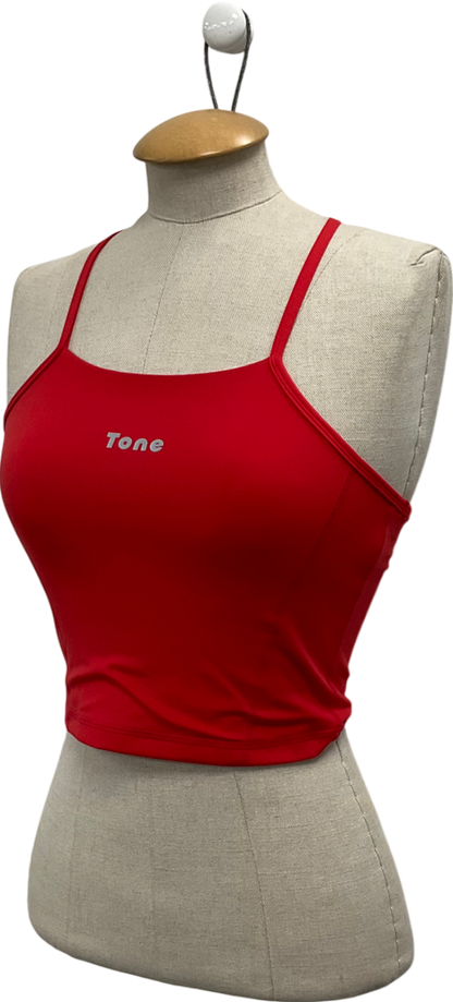 Tone Red Racer Back Crop Top UK S