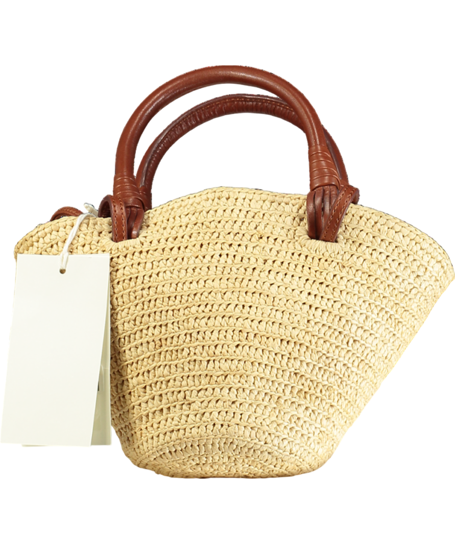 Sezane Natural / Tan Leather Justine Mini Basket Bag