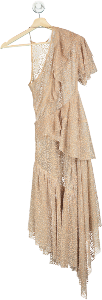 Beige Polka Dot Asymmetrical Dress