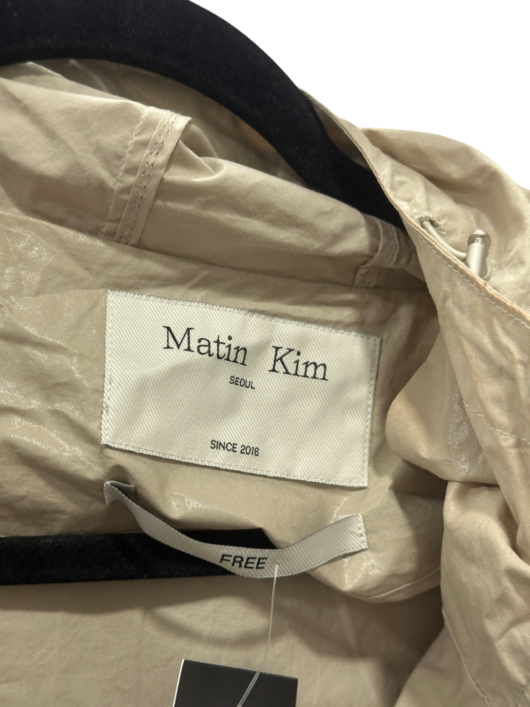Matin Kim Beige Cropped Shell Raincoat UK S