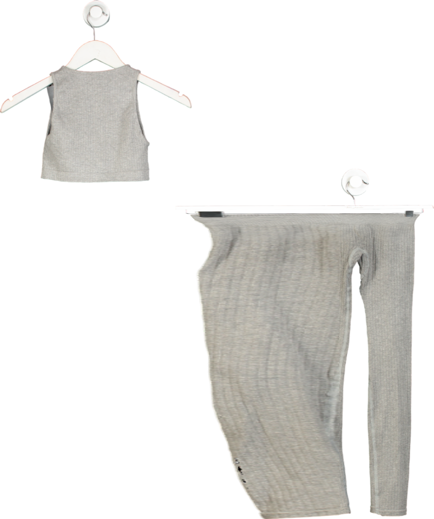 t/ala Grey Sculpt Seamless Ribbed Racer Tank And Leggings Set UK XS