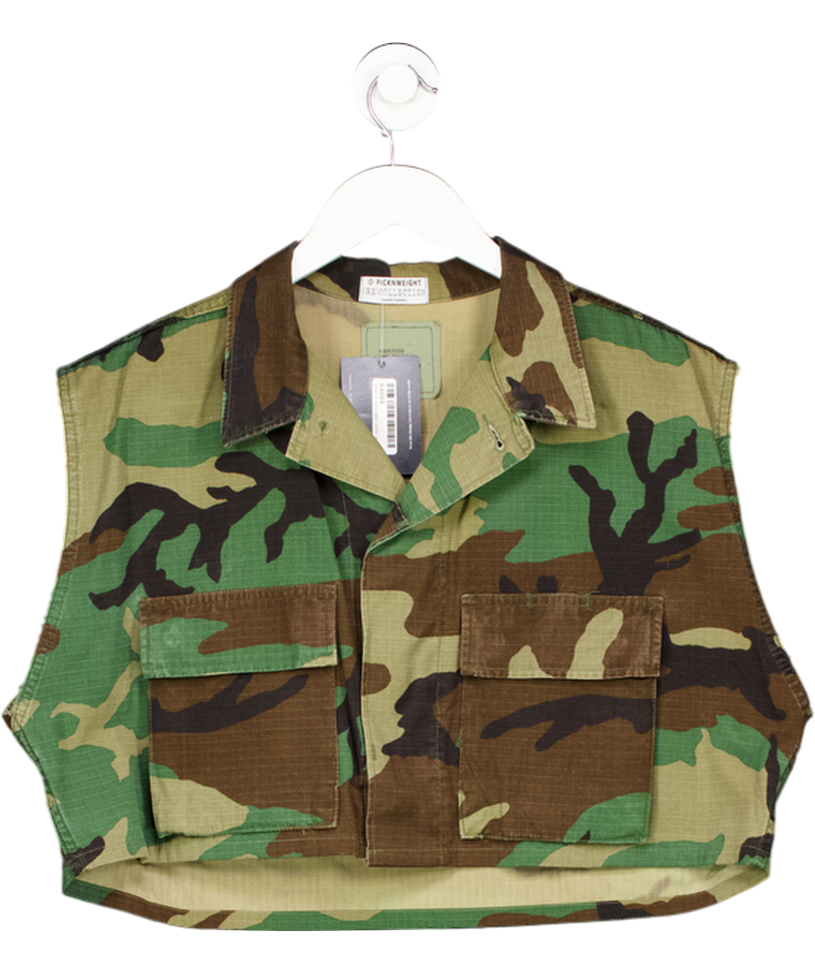 PicknWeight (RE) Collection Green Sleeveless Camo Crop Vest UK M
