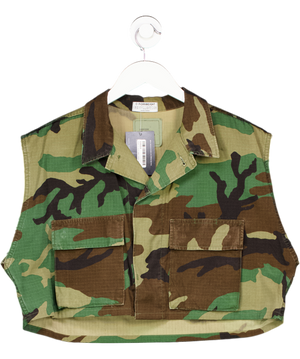 PicknWeight (RE) Collection Green Sleeveless Camo Crop Vest UK M