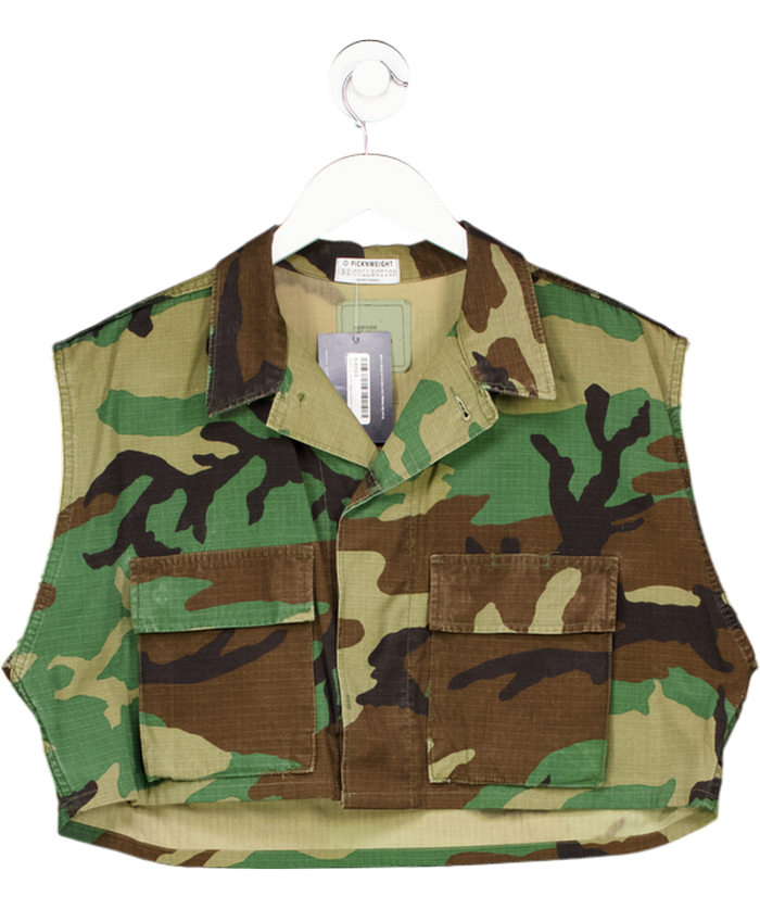 PicknWeight (RE) Collection Green Sleeveless Camo Crop Vest UK M
