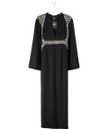 Karen Millen Black Embellished Caddy Plunge Cape Sleeve Woven Midi Dress UK 6